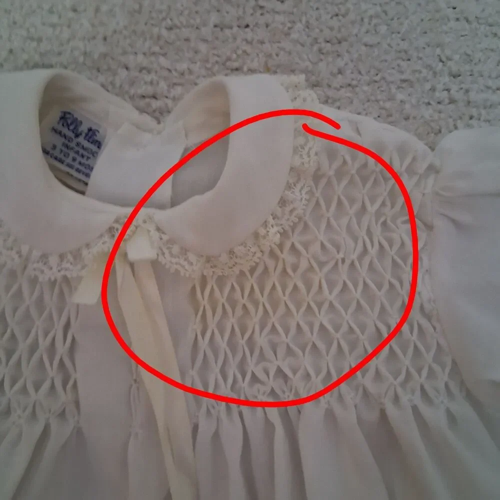 Vintage Baby Girl Long Night Gown Sz 3-9 Months White Victorian Prairie Peasant